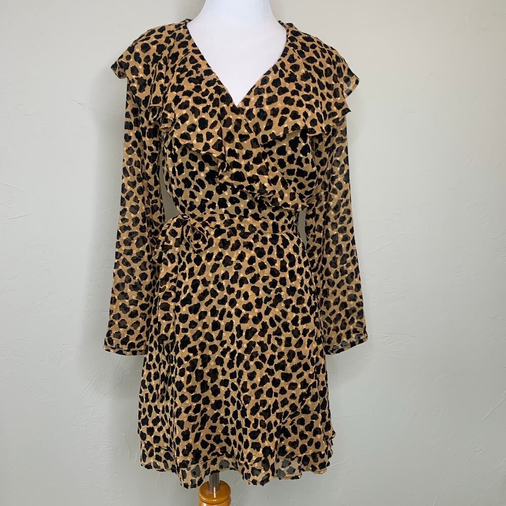 Nwt Free People Cheetah Leopard Wrap Dress Sz Small